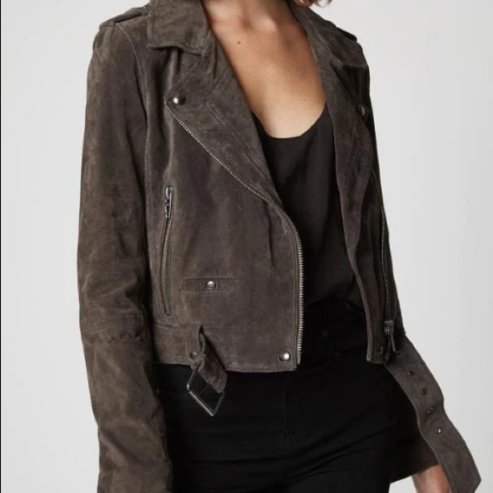 Blank NYC Suede Moto Jacket in Grey
